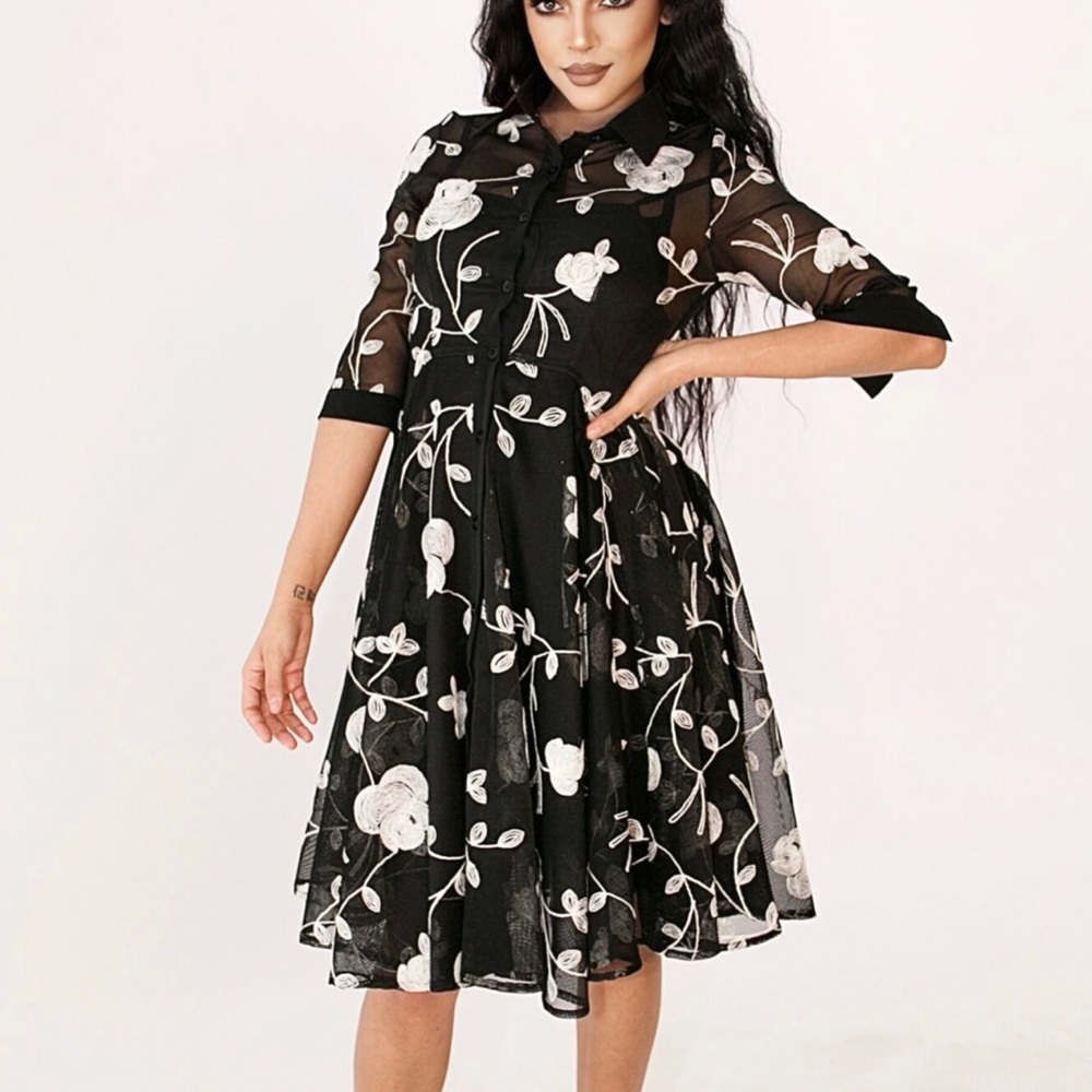Gracia Rose Embroidery Mesh Dress